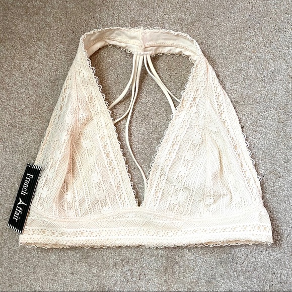 french affair Other - Ivory Lace Bralette with Strappy Back, Large